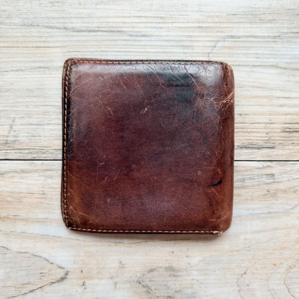 Dopp Vintage Brown Leather Bifold Wallet Men’s Card Holder Distressed Patina